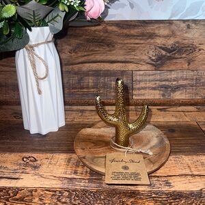 Gold Cactus Jewelry Stand